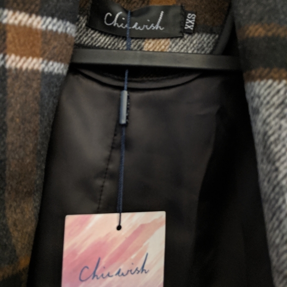 Chicwish Prairie Check Rabato Coat Jacket XXS - Picture 3 of 3